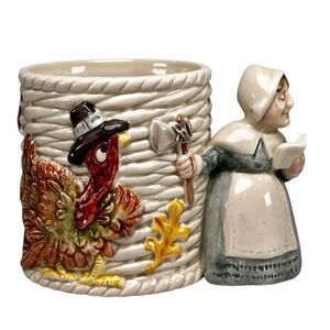 FITZ & FLOYD  Pilgrims Progress Prudence Mug FF 1990 Woman and Turkey Vintage
